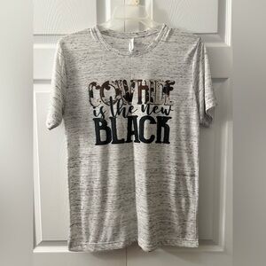 Heathered Gray Graphic T-Shirt with Black Text